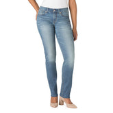 lvs women straight leg stretchable mid blue jeans