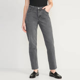 slim straight stretchable grey jeans for women