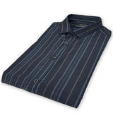 zr slim fit navy blue with light blue lining casual shirt for men
