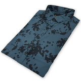 blinor slim fit blue black print casual shirt for men