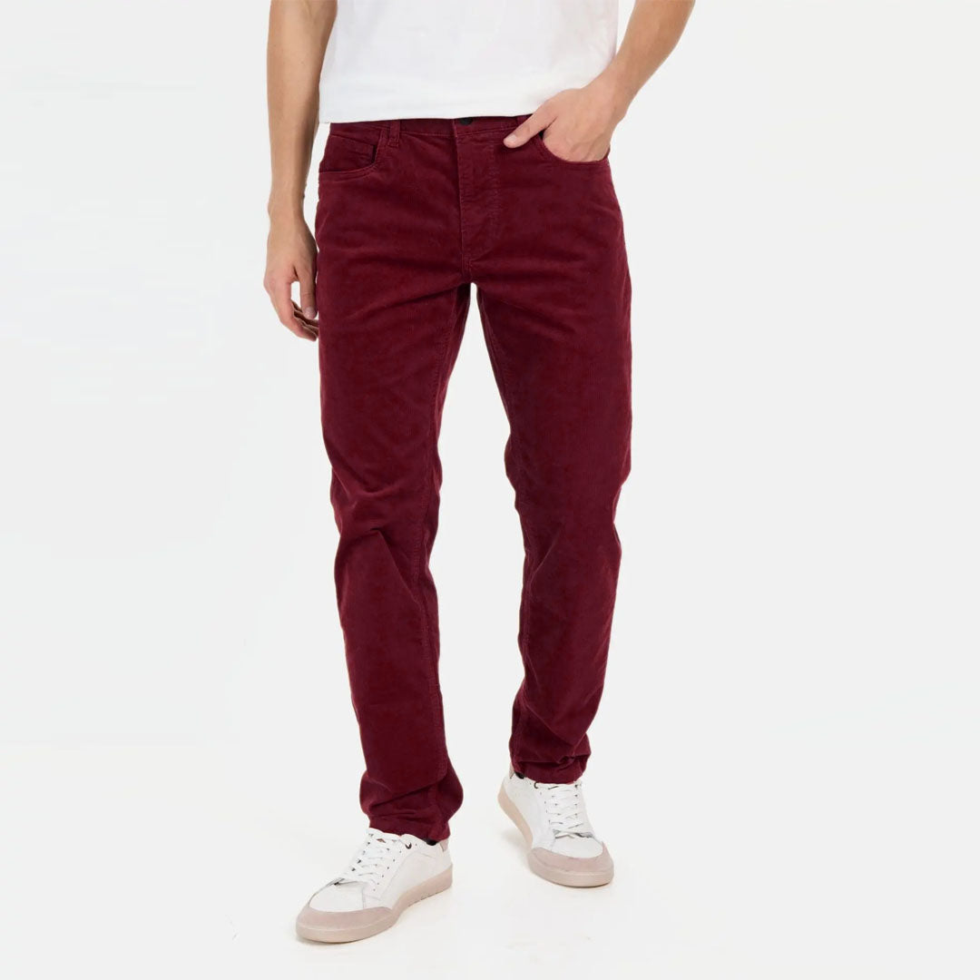 actve Regular fit stretchable maroon corduroy jeans for men