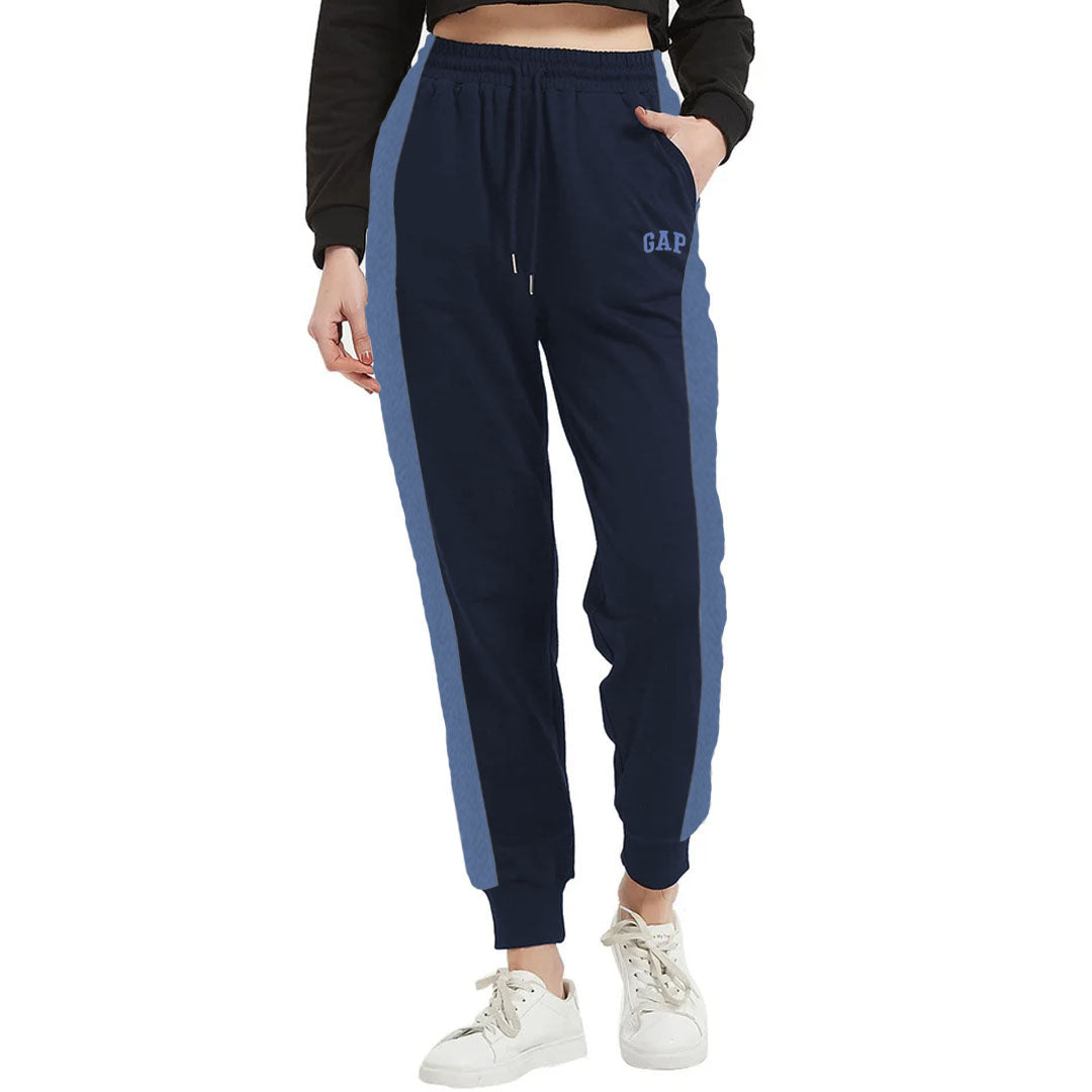 gp slim fit navy blue winter sweat jogger pant for women