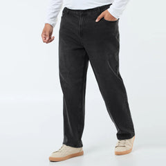 MS plus size straight fit faded black jeans for men