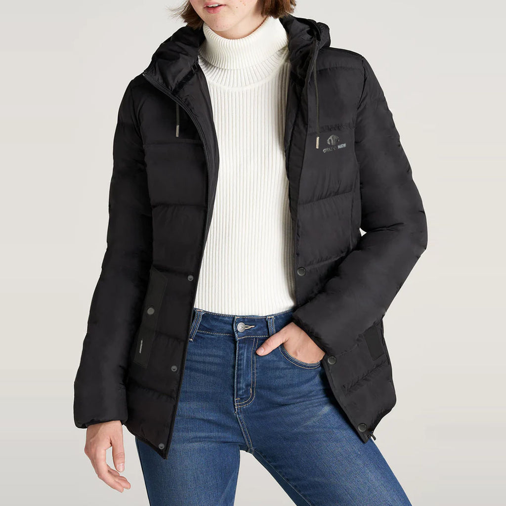 premium quality long length black hooded imported unisex puffer jacket