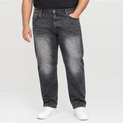 Tu plus size straight fit stretchable faded black randome wash jeans for men
