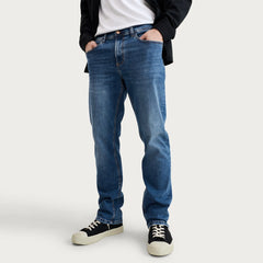 FF Straight fit stretchable light stone blue jeans for men