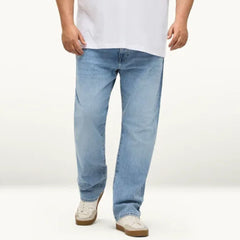 CA plus size straight fit light blue jeans for men