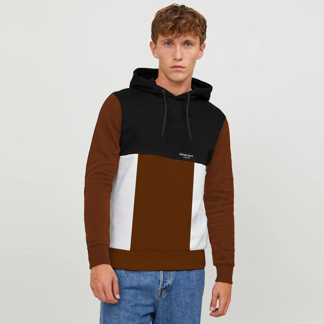 dnm dpt pullover brown multi colour block hoodies for men