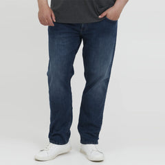 Tu plus size straight fit stretchable dark faded blue jeans for men