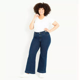 evns bootcut stretchable dark blue bottom slit jeans for women