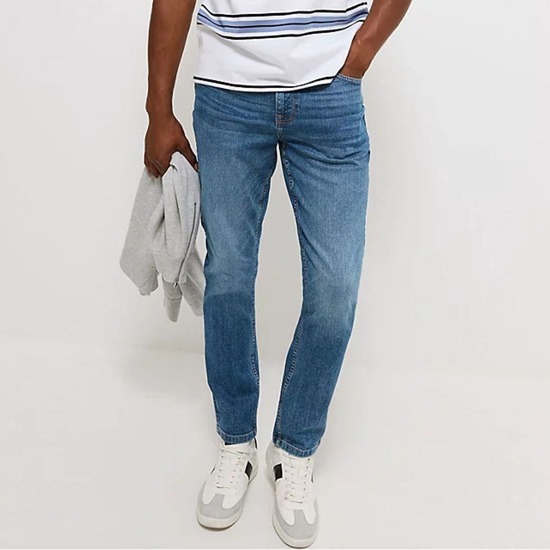 gorge slim fit stretchable light blue jeans for men