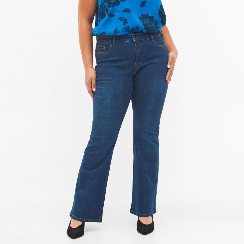 zizi high rise dark blue bootcut jeans for women