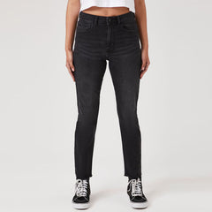 forevr slim mom faded black jeans for women