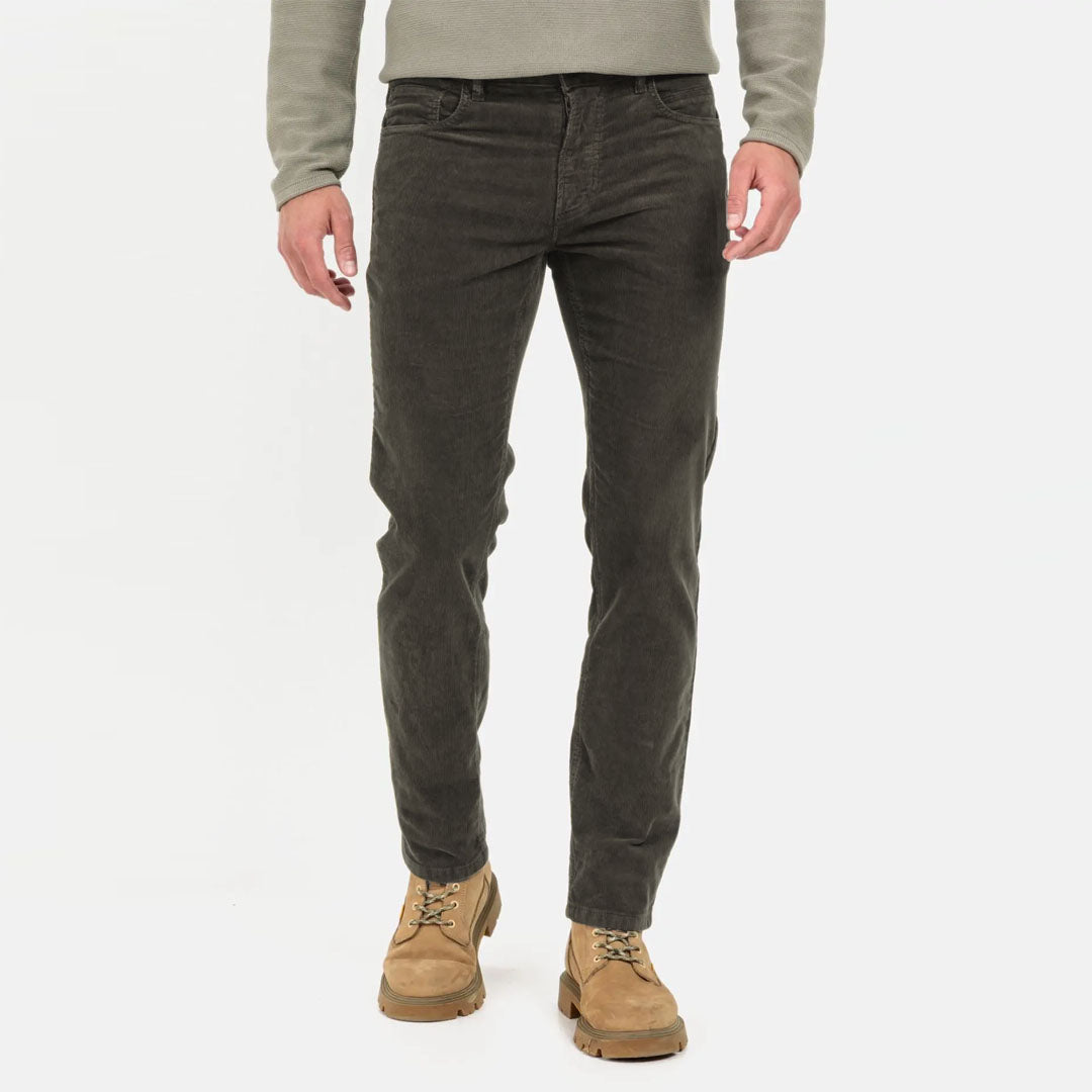 cmel active regular fit stretchable brown corduroy jeans for men