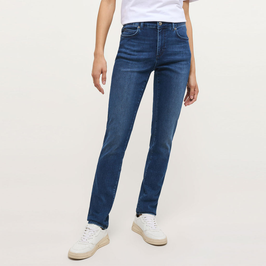 mstang relaxed slim stretchable dark blue jeans