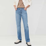 mstang relaxed straight stretchable light blue jeans for women
