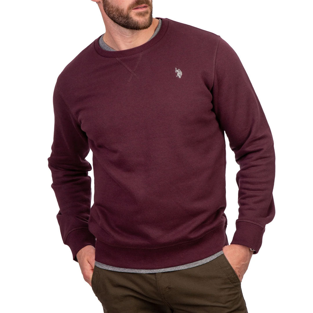 polo asn mens crew neck burgundy sweat shirt for winter