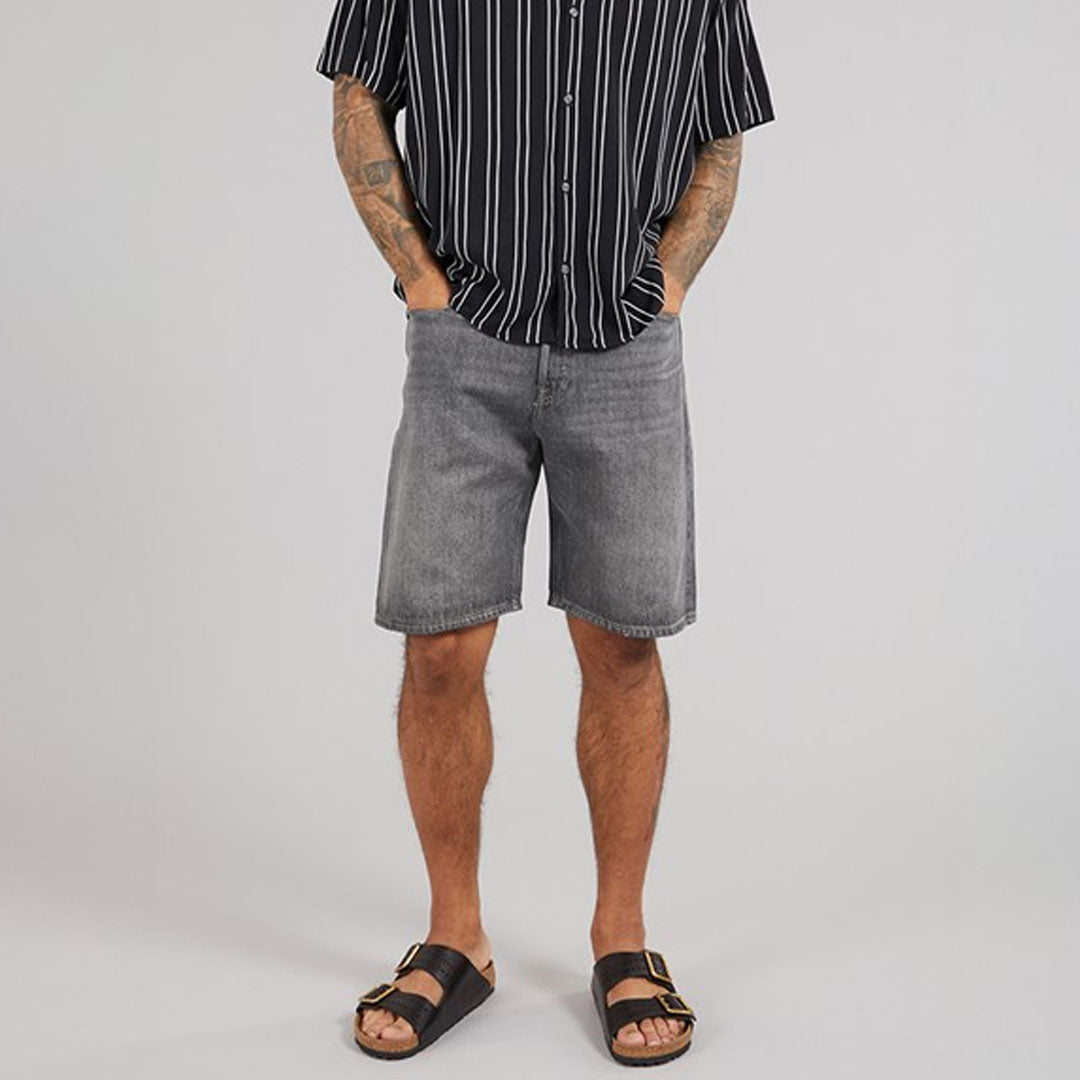 jack & jone baggy fit stretchable grey denim short for men