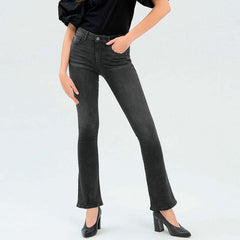 francmna slim bootcut stretchable faded black jeans for women