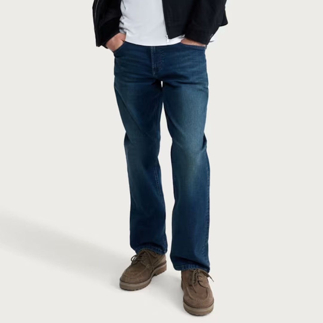 FF Straight fit stretchable greenish blue jeans for men
