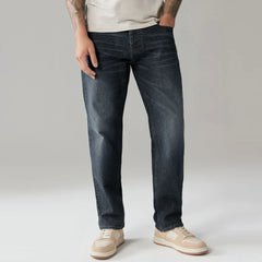 FF Straight fit stretchable greyish blue jeans for men