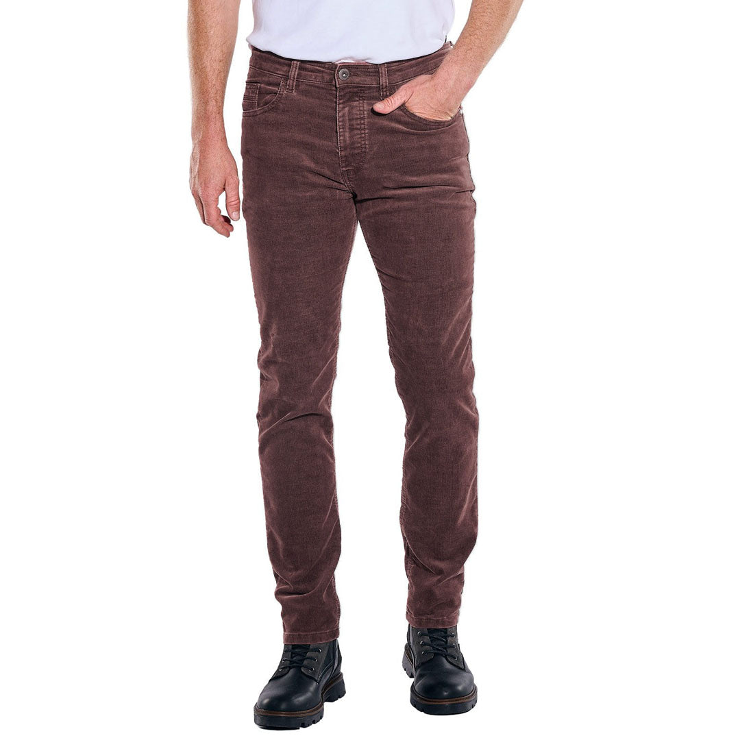 engbrs straight fit stretchable light brown corduroy jeans for men