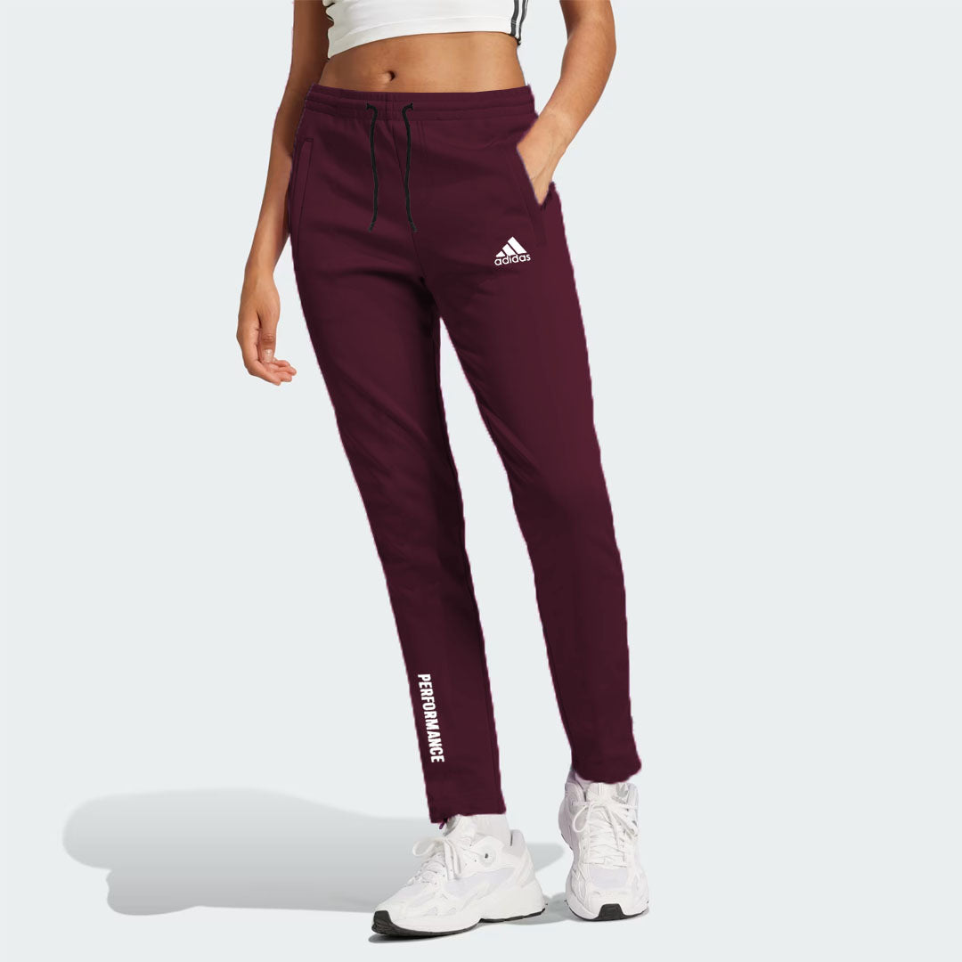 addi slim fit super stretch imported maroon dryfit trouser for women