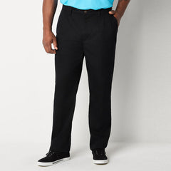 st jhn classic straight fit jet black pleated cotton pant for men