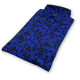 blinr slim fit royal blue printed casual shirt for men
