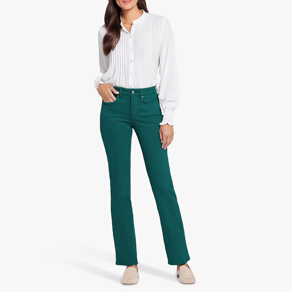 on-ly slim straight stretchable deep sea green jeans for women