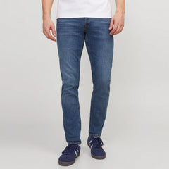 JJ slim fit stretchable mid blue jeans for men