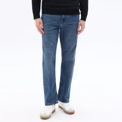 clio regular fit stretchable mid blue jeans for men