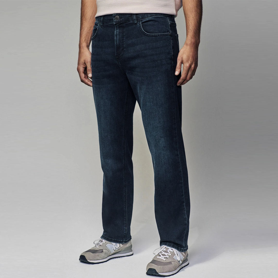 FF Straight fit stretchable deep blue jeans for men