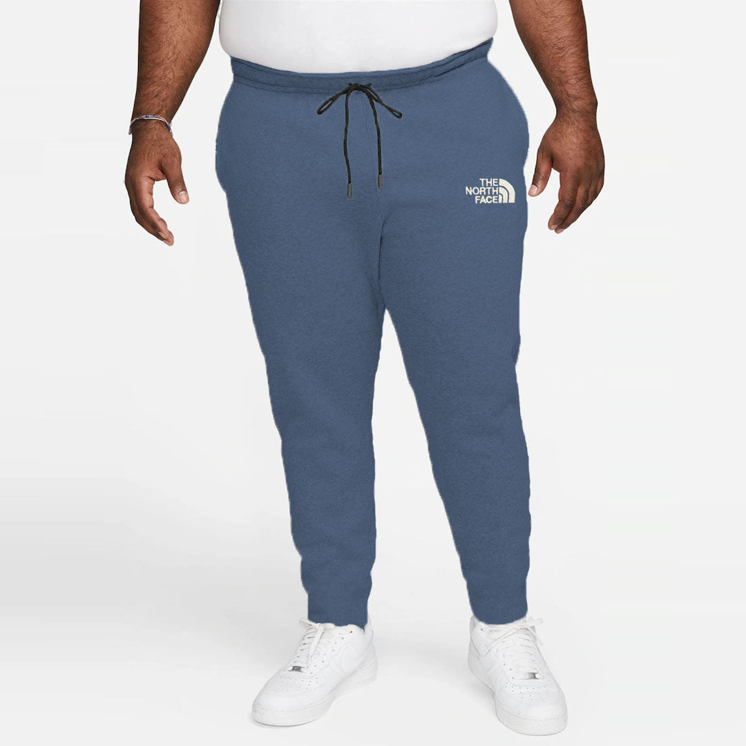 nrth face men slim fit light blue fleece plus size sweat trouser for winter