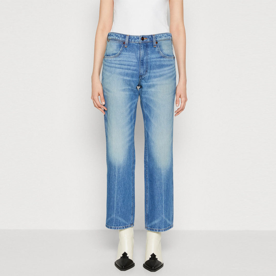 wrnglr bootcut mid blue jeans for women