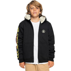 quck slvr wave sherpa black zipper hoodies for boys & girls