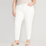 up2fshion slim straight stretchable raw edge white jeans for women