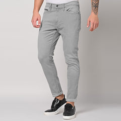 clio slim fit soft stretchable light grey jeans for men