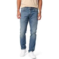 lvs sigtr slim fit stretchable mid blue greenish jeans for men