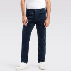 MC modren fit stretchable navy blue corduroy jeans for men