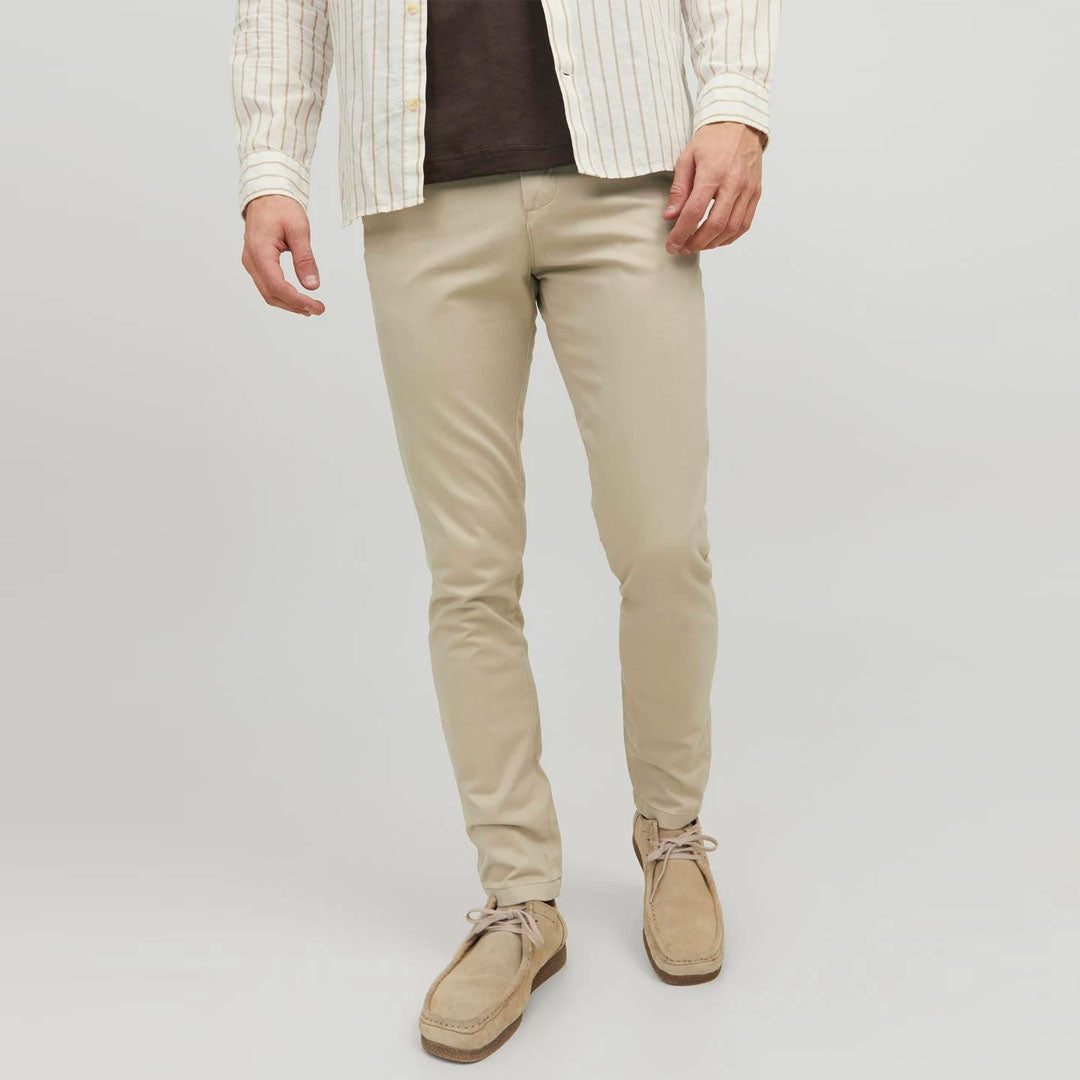 JJ slim fit stretchable khaki cotton chino pant for men