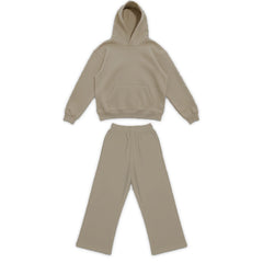 ZR drop shoulder / baggy unisex cotton fleece beige tracksuit for winter