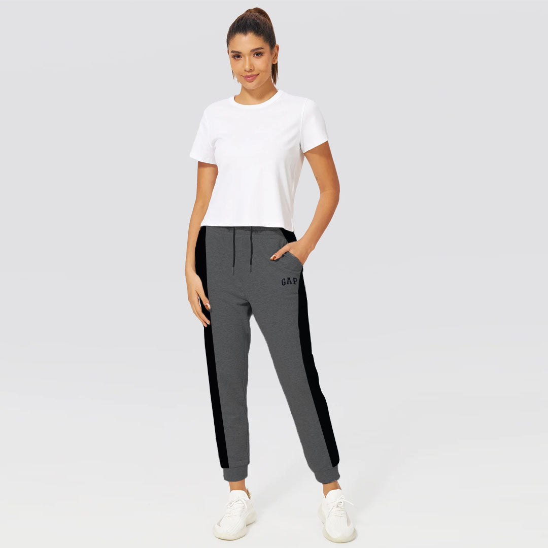 gp slim fit dark grey winter sweat jogger pant for women