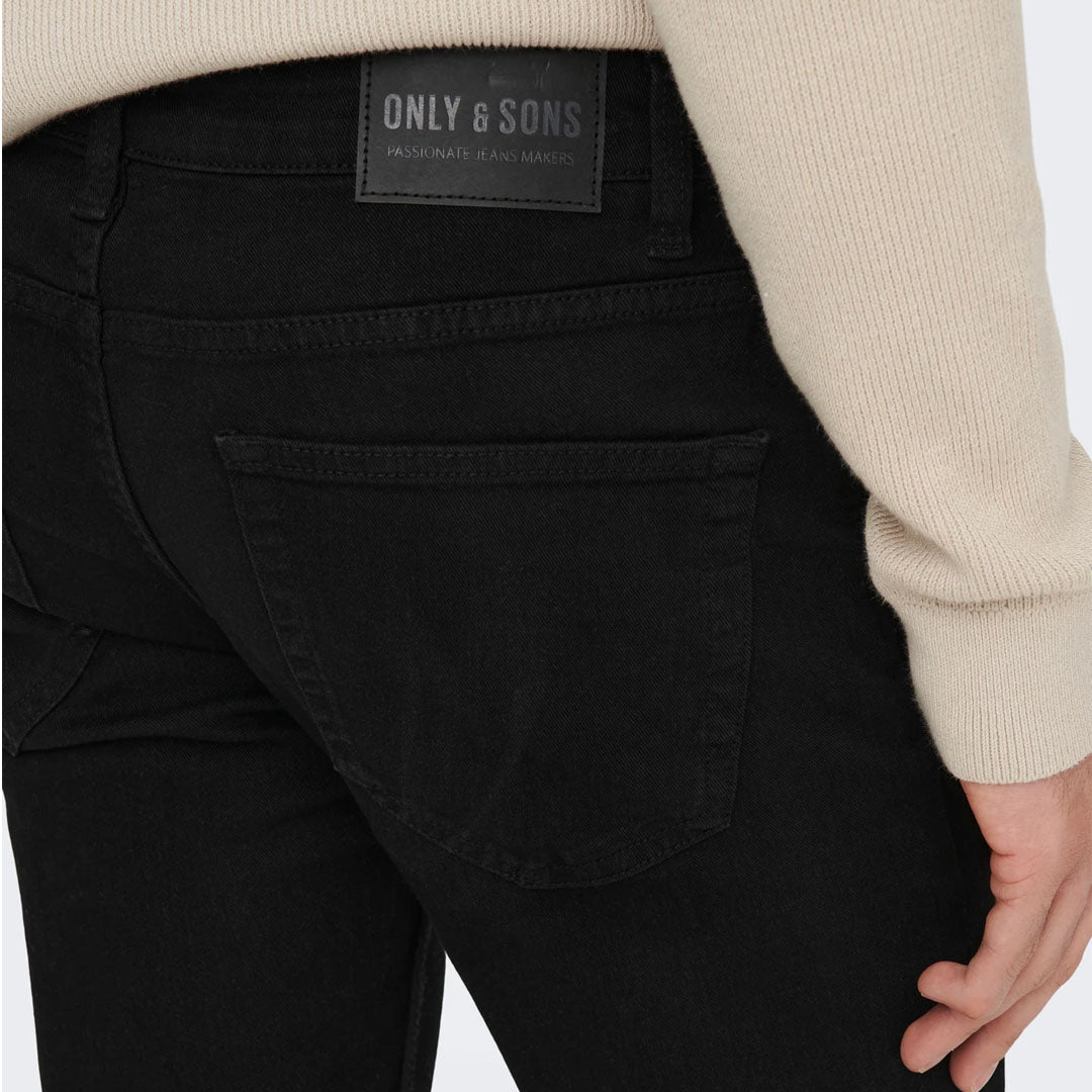 on-ly slim fit stretchable black jeans for men