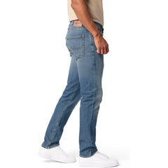lvs sigtr slim fit stretchable mid blue greenish jeans for men