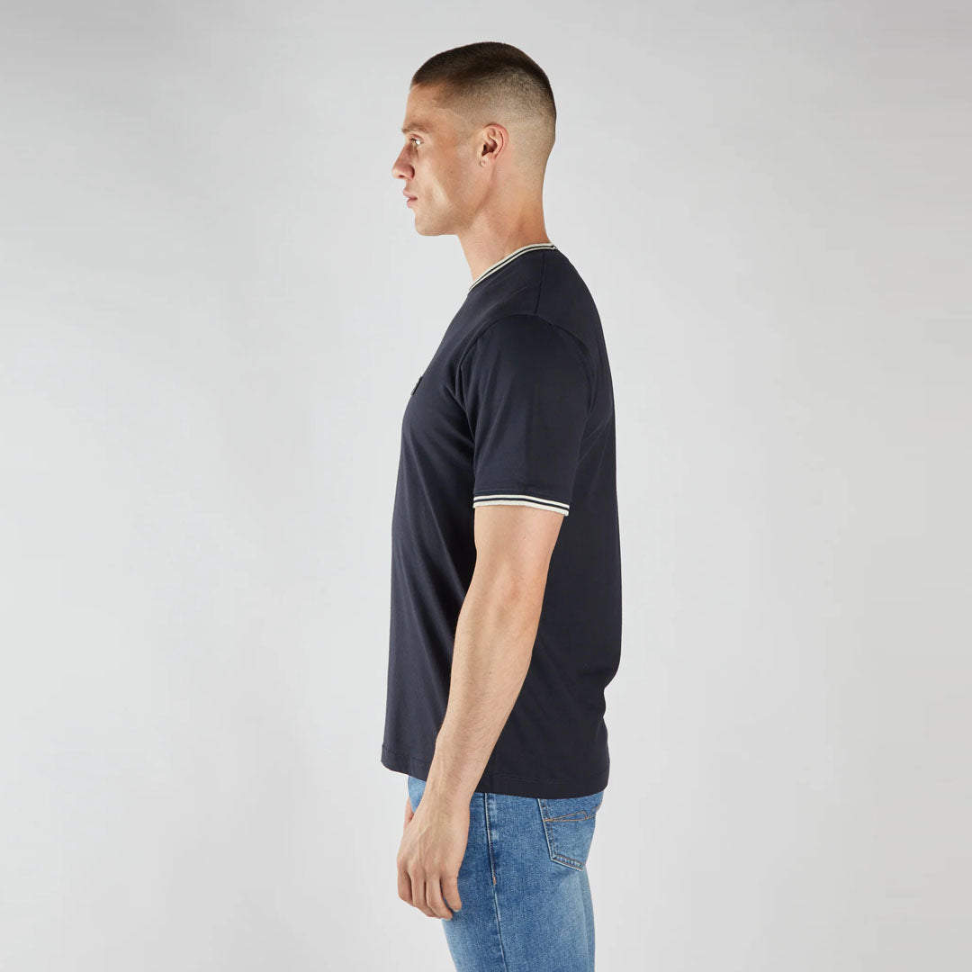 desel crew neck navy blue neck tipping tee shirt for men