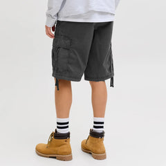 jack & jone 6 pocket cargo relax fit grey cotton short for men