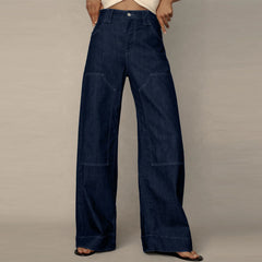 plcro extra wide high rise solid blue jeans for women