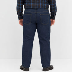 MS plus size straight fit solid blue jeans for men