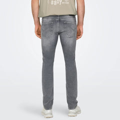 on-ly slim fit stretchable grey jeans for men